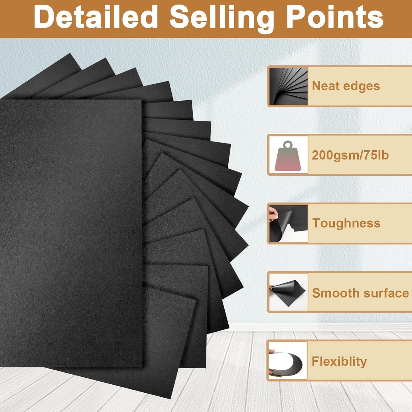 40 Sheets Black Shimmer Cardstock 8.5 x 11 Halloween Cards, 75lb Heavyweight Black Paper Card Stock for Card Making, greeting Cards, Wedding Invitations, Paper Crafting