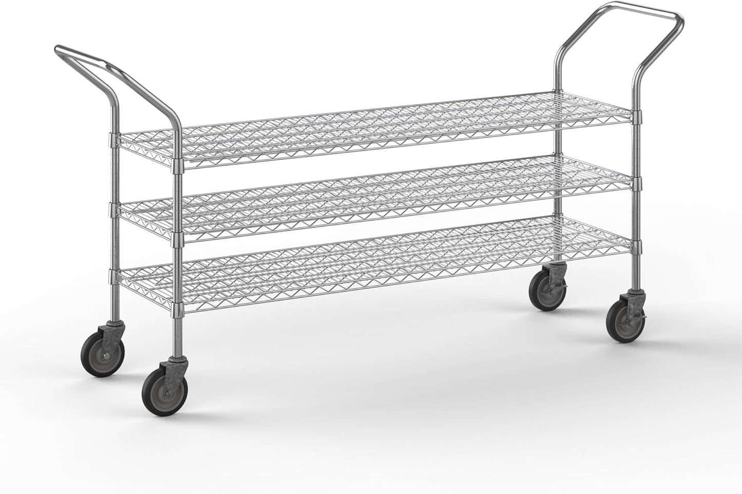 18" W x 60" L x 36" H Chrome Heavy Duty Utility Cart | 3 Tier | NSF Commercial Storage Rack Mobile Unit | Storage and Mobility Solution for Your Business
