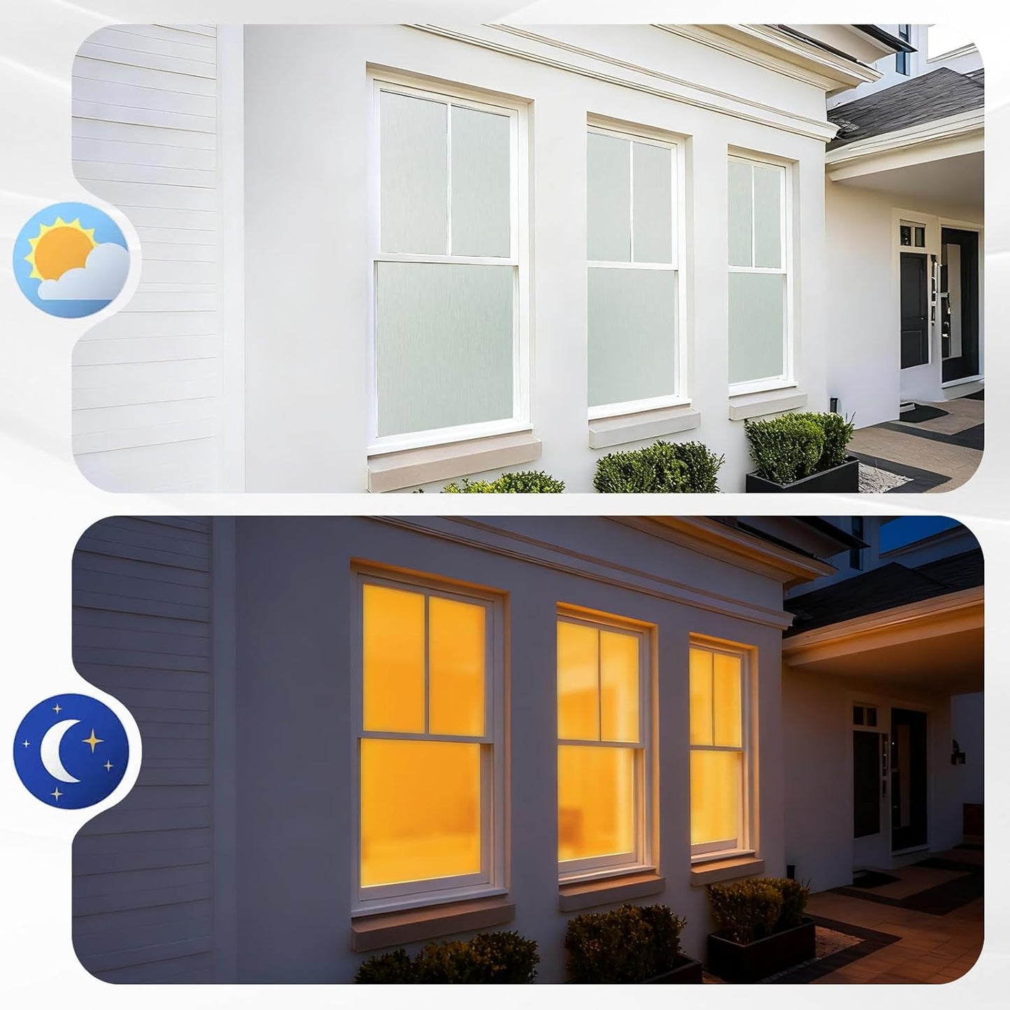 Borsky Frosted Glass Window Film - Static Cling, 96% UV Blocking Non-Adhesive Privacy Window Film, Removable Window Cling with Day & Night Privacy for Bathroom Home Office, 35.4 x 157.4 Inches, Pure