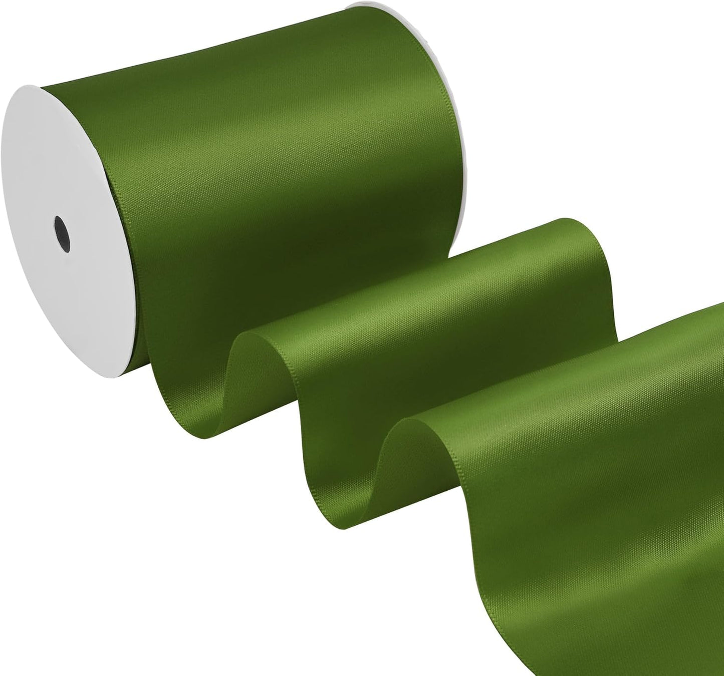 Moss Satin Ribbon 4 Inch X 15 Yards Solid Color Double Faced Ribbons Perfect for Crafts Wedding Decor Bow Making Arts Sewing and More