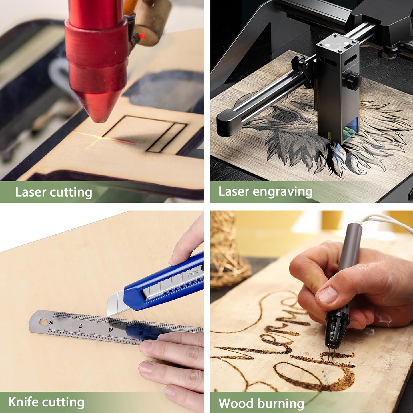 12 Pack 3mm Plywood Sheets Set for Crafts,Contains 4 Pack Walnut and 8 Pack Basswood Sheets.12x12x1/8 Inch Unfinished Wood for Laser Cutting & Engraving, Wood Burning, Architectural Models.