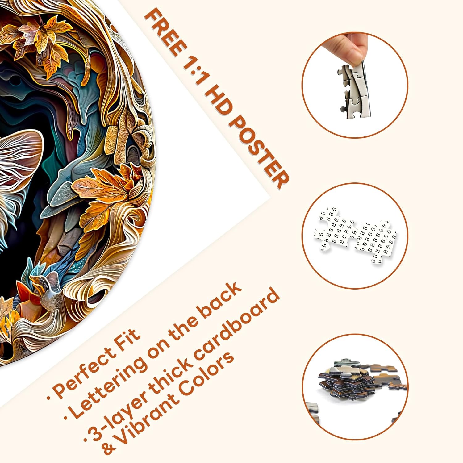 masseruon Puzzles for Adults 1000 Pieces-Cat Puzzle-26.6 * 26.6in Round Jigsaw Puzzels with HD Matte Finish-Hard Difficult Puzzel for Adult-Challenging Gift for Puzzel Lovers Home Decor