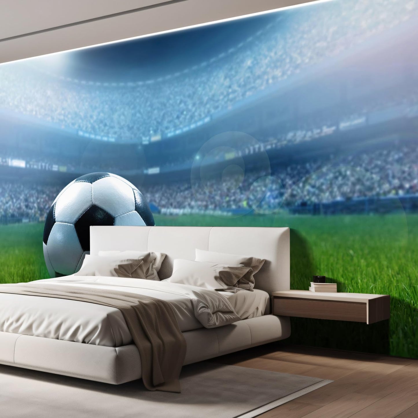 wall26 Close Up of a Football Ball on a Full Stadium Removable Wall Mural | Self-Adhesive Large Wallpaper - 96x144 inches