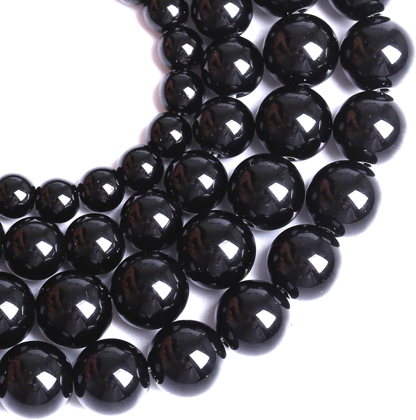 10MM Natural Black Agate Gemstone Beads Round Loose Stone Beads for Jewelry and Bracelets Making 72pcs 2 Strands 32