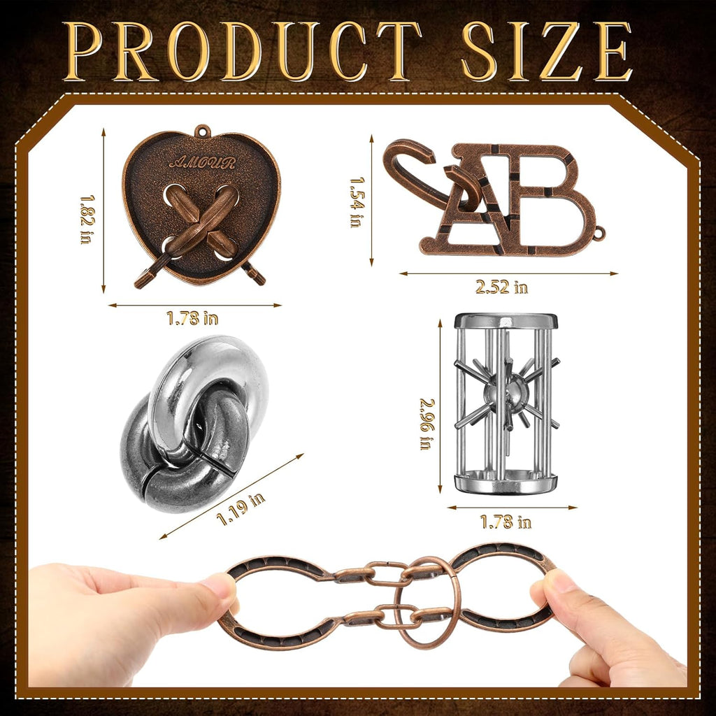 Yilloog 24 Pcs Metal Brain Teaser Puzzles Assortment for Adults Difficult Magic Puzzles Highly Hard Brain Games Iq Logic Test Disentanglement Game for Classroom Mind Challenge(Novelty)