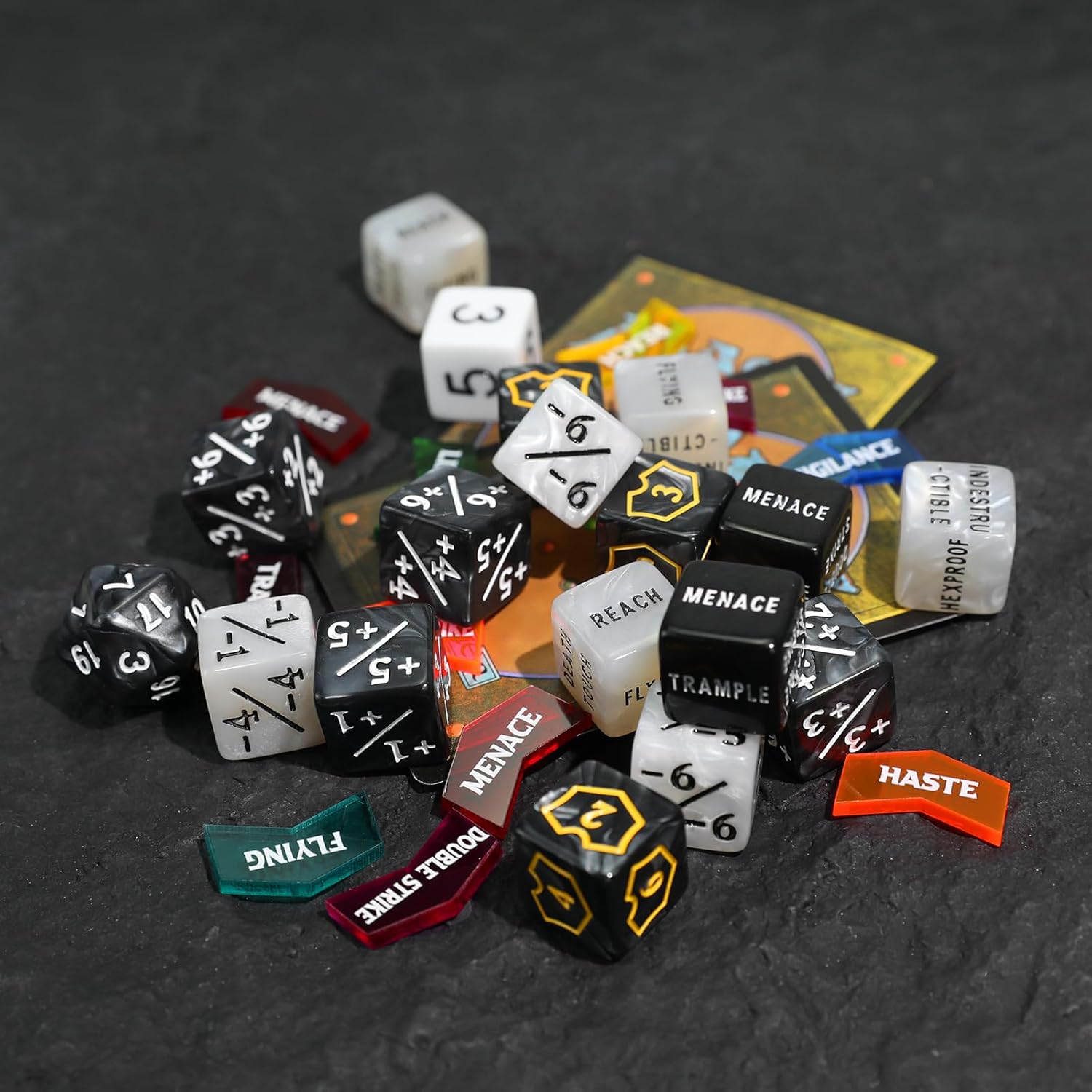 122PCS MTG Abilities Keyword Tokens Dice Counters Set for Magic The Gatering, MTG Buff Tokens Plus 1 Life Counters Dice, Compatible with CCG Creature Stats TCG Magic Card Gaming Accessories