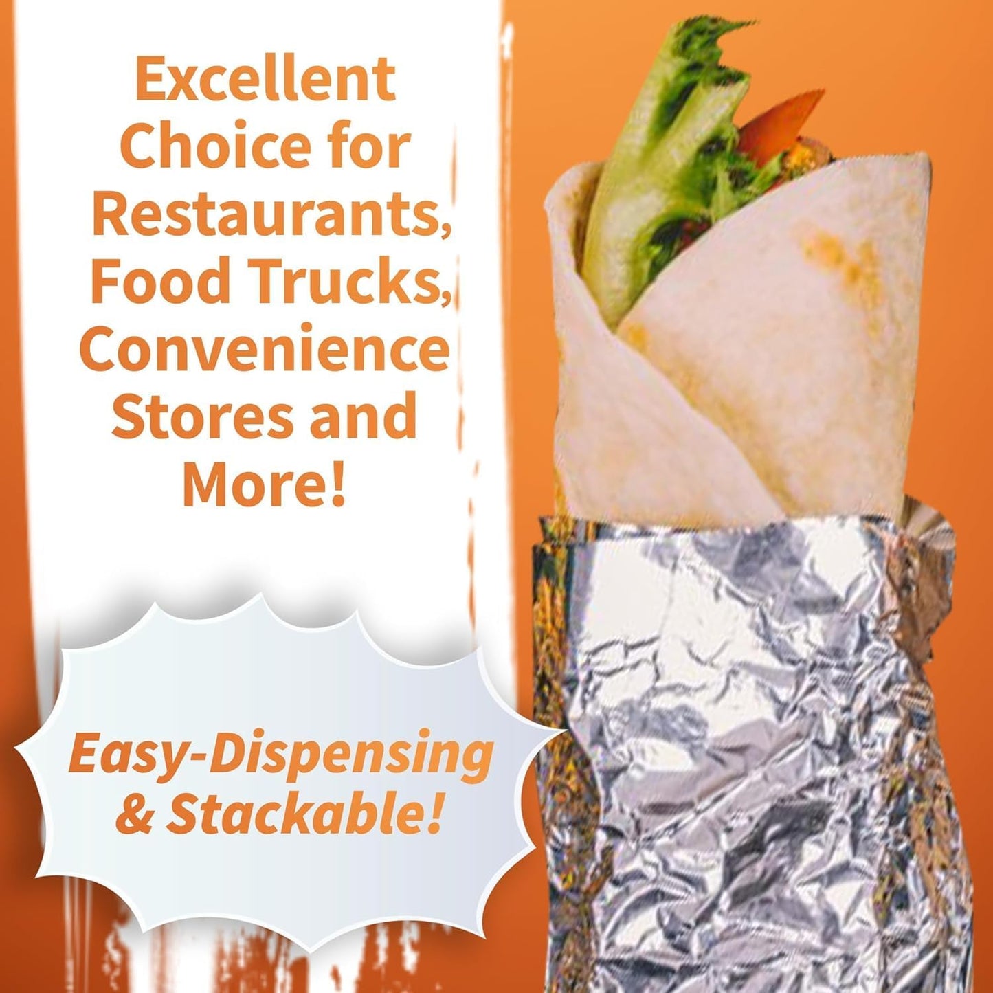 Insulation Sandwich Wrapping Paper Aluminum Foil Sheets - [100 Pack] - (14" x 10.3") - Aluminum Foil Sandwich Wrap Sheets For Sandwich Wraps, Burritos and BBQ