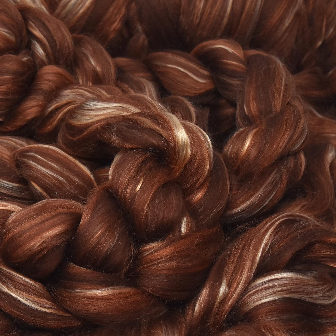 Merino Silk Luxe Tonal Designer Blend. Superfine Merino, Mulberry, Tussah Silk. Top Roving for Spinning or Felting. Cocoa Delight 1oz