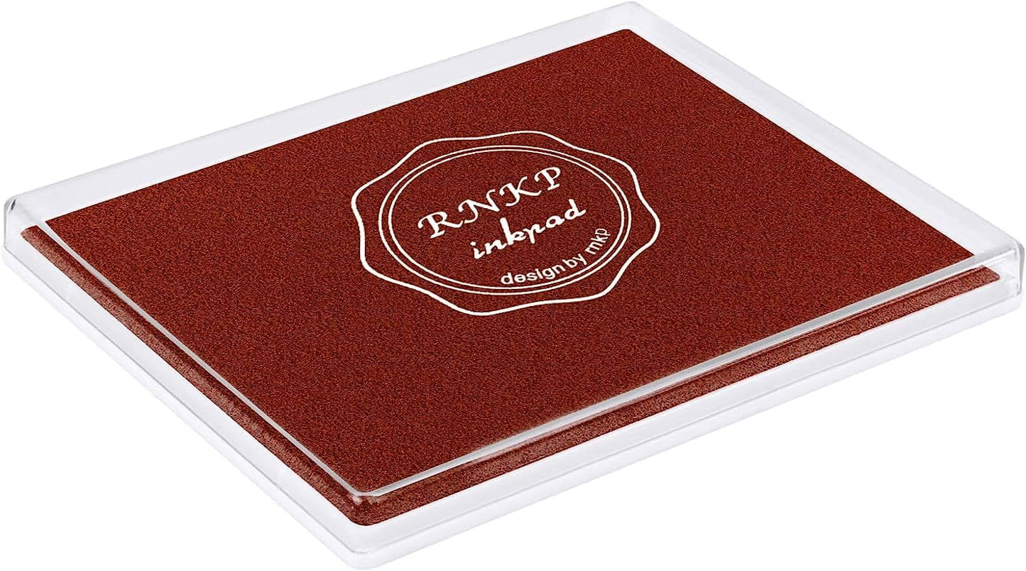 RNKP Large Brown Ink Pad for Rubber Stamps, 5 × 4 inch Ink Stamp Pads Permanent for Paper Wood Fabric (Brown)…
