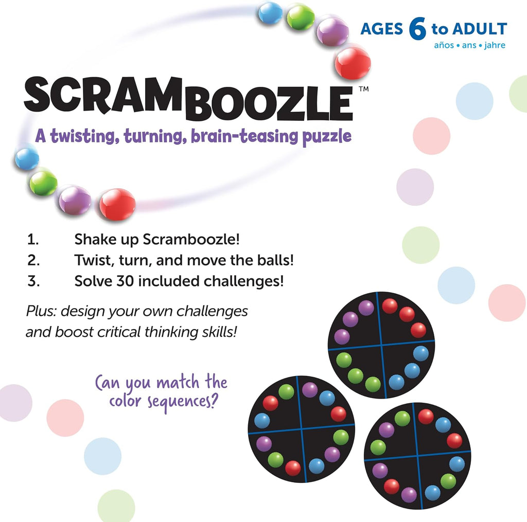 Learning Resources Scramboozle Puzzle Ball - 3D Brain Teasers and Puzzle Games for Kids and Adults, Puzzle Sort Ball Game, Fidget Toys, Travel Games for Ages 6+