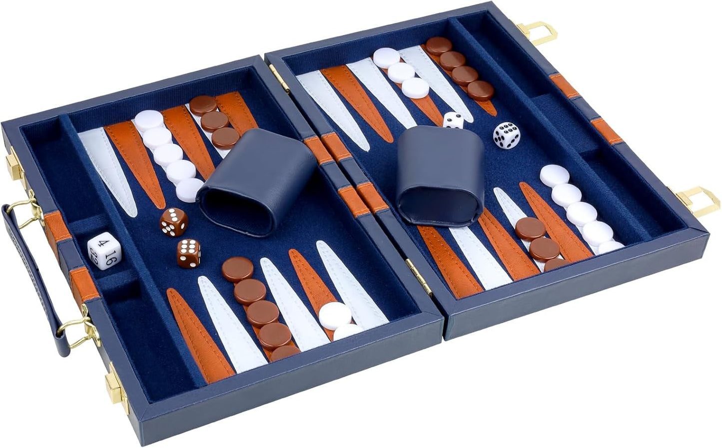 Backgammon Set 2 Players Classic Backgammon Sets for Adults Board Game with PU Leather Case Portable and Travel Backgammon Set (Navy, 15inch)