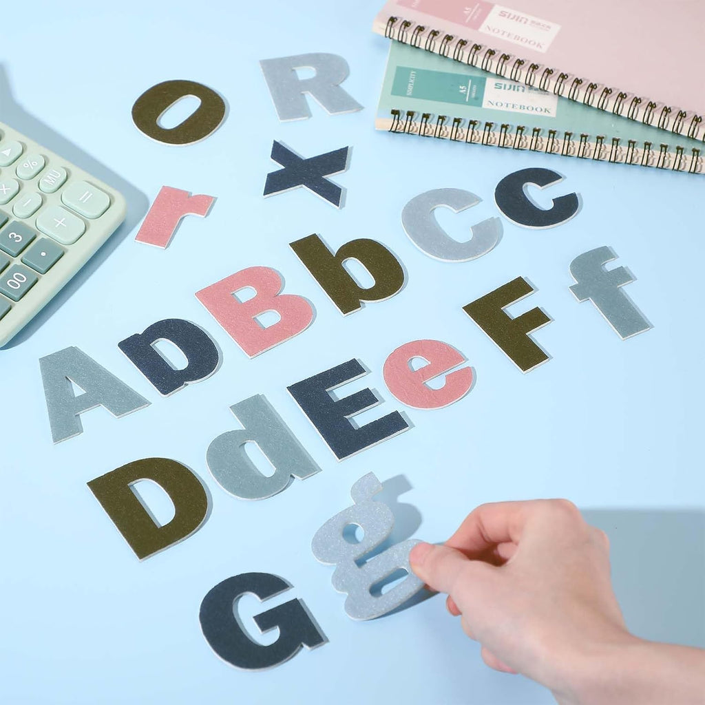 Breling 310 Pieces Felt Bulletin Board Letters Sticker with Number, 2" Bulk Self Adhesive ABC Upper Lowercase Sticky Letter for Christmas Gift Poster Bulletin Board Classroom(Dark Color)