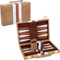 Backgammon Set 2 Players Classic Backgammon Sets for Adults Board Game with PU Leather Case Portable and Travel Backgammon Set (Retro Brown, 11inch)