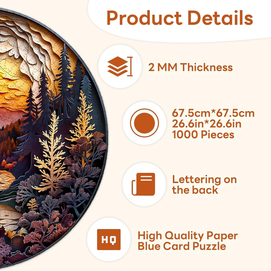masseruon Round Puzzles for Adults 1000 Pieces-Naturelish Puzzle-26.6x26.6in Jigsaw Puzzles with HD Matte Finish-Hard Impossible Difficult for Adult-Challenging Gift for Puzzle Lovers
