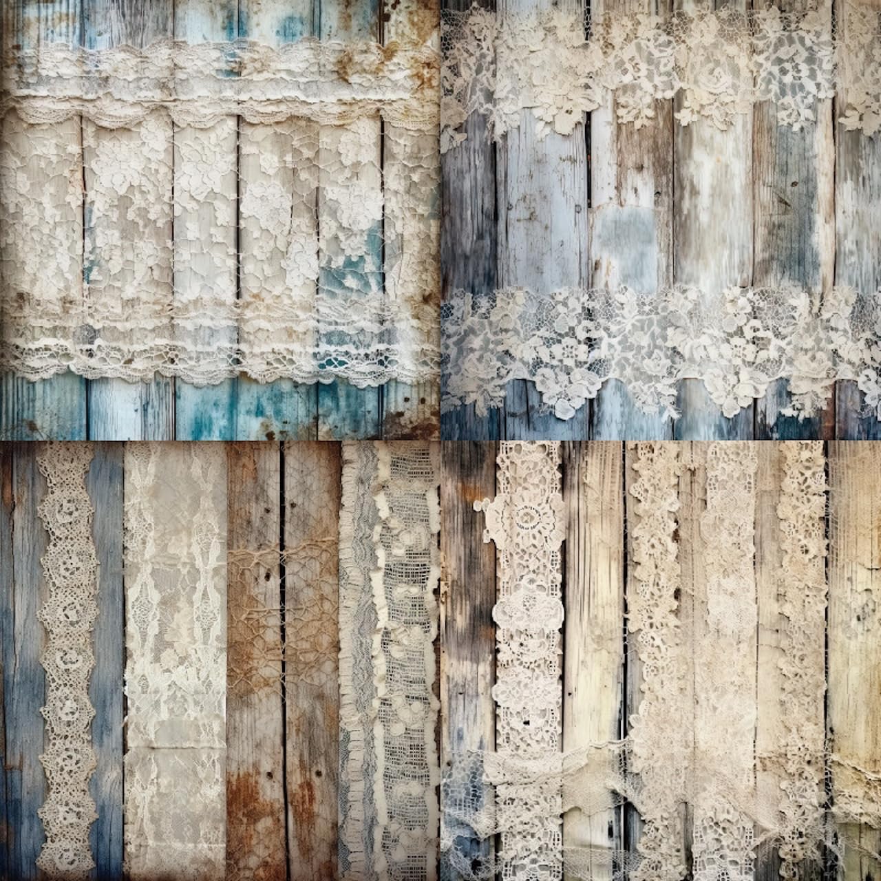 Vintage Lace & Wood Scrapbook Paper Pad 6x6, Single-Sided, 12 Designs, 24 Sheets, DIY Crafts, Scrapbooking Supplies