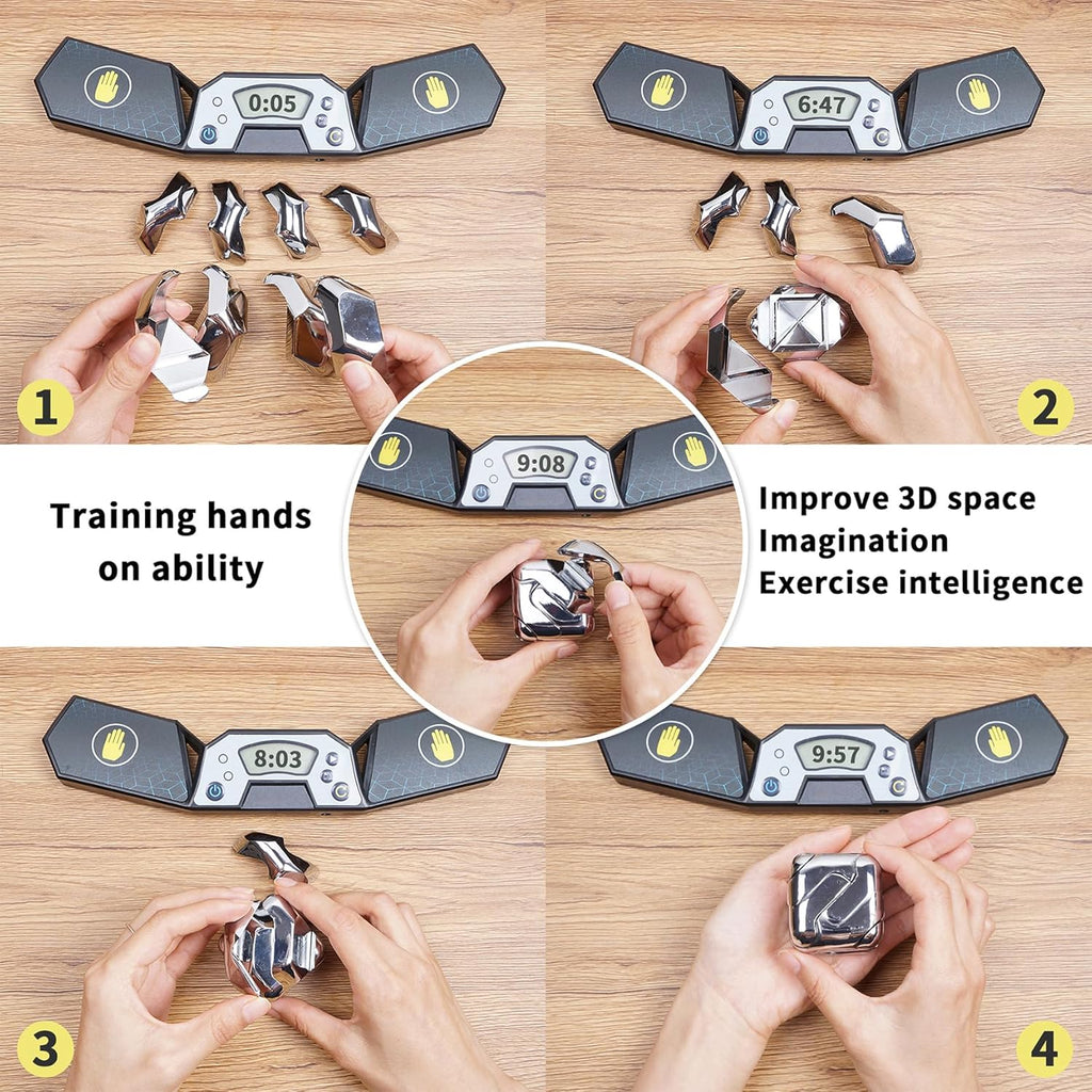 Metal-Puzzles Brain-Teaser 3D-Toys: Fidget-Toys Cool-Gadgets-Stuff Square-Cube-Box Puzzle-Toy ADHD Tools Stress Relief Gift for Kid Children Teen Adult Office Home School Christmas