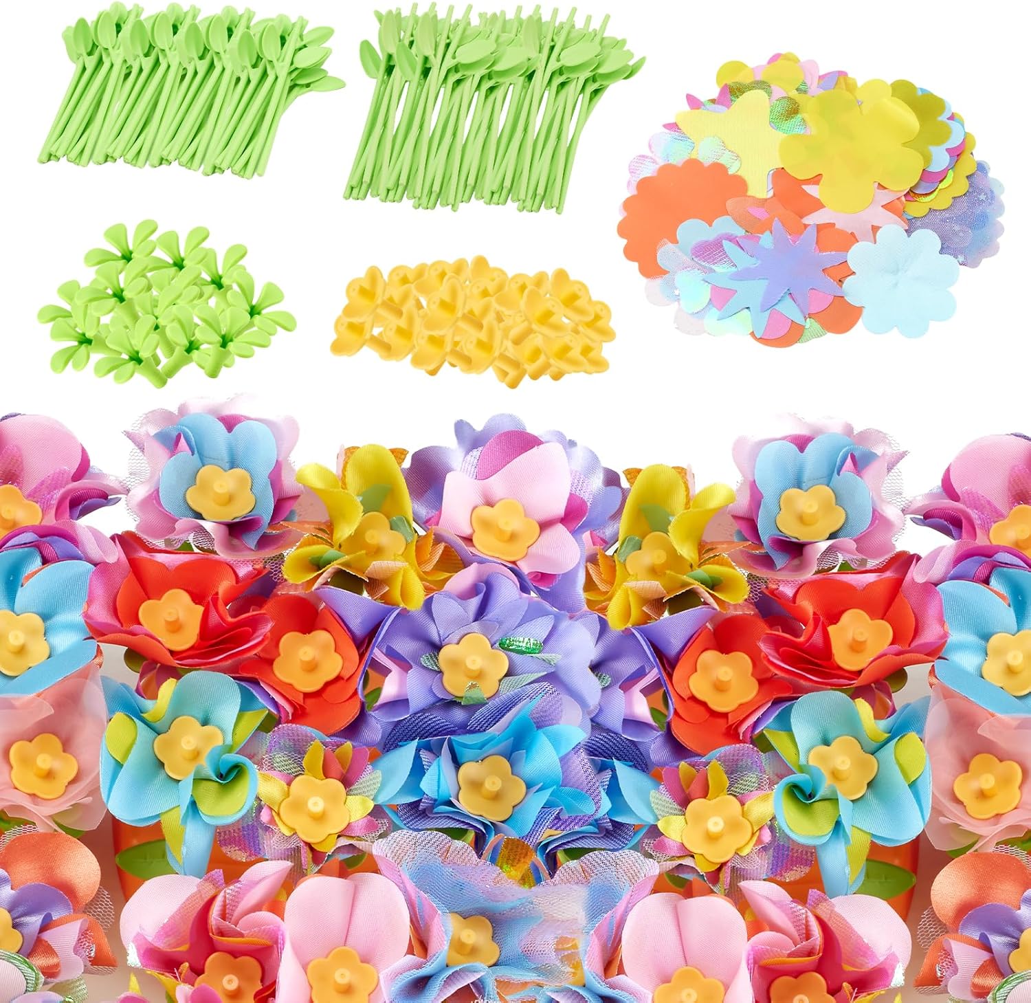Hamdol Flower Press Toy Accessories for Kids, DIY Fabric Flower Craft Refill Kit, Arts & Crafts Supplies for Flower Bouquet Making