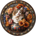 Wooden Puzzles Adults, Beautiful Tricolor Cat Wooden Puzzles 200 Pieces, Unique Animal Shaped Wood Challenging Jigsaw Puzzles Gifts for Adults, 11.4x11.4in
