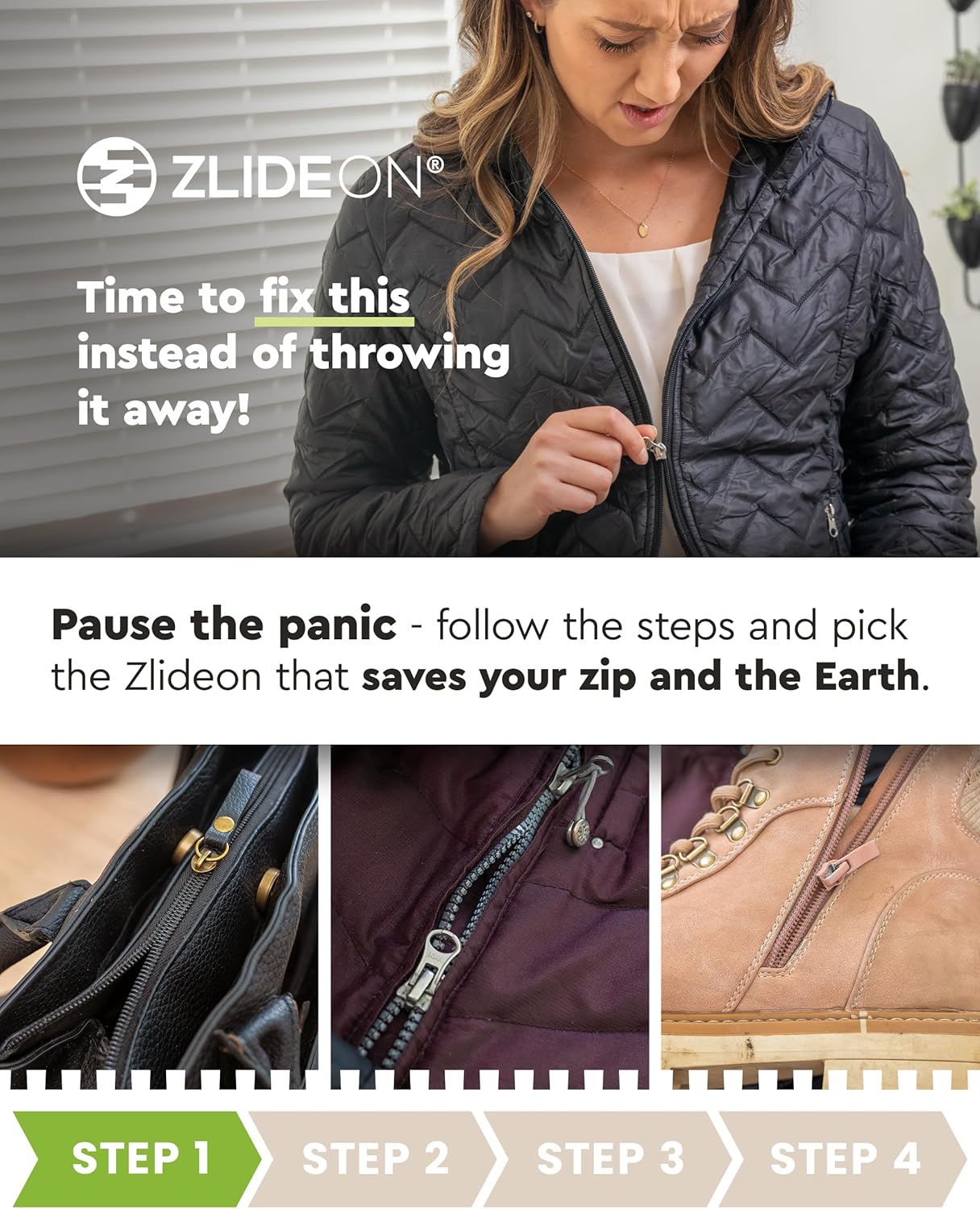 ZlideOn Zipper Pull Replacement - 3pcs, Silver, Large - Instant Zipper Replacement Slider