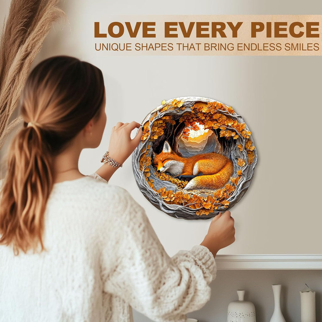 WOODBESTS Wooden Puzzles for Adults, 3D Fox Wood Puzzles Adult(270 Pieces, L, 13.4 * 13.2in), Unique Shape Wooden Animal Jigsaw Puzzles, Birthday Gifts for Adults Family Game