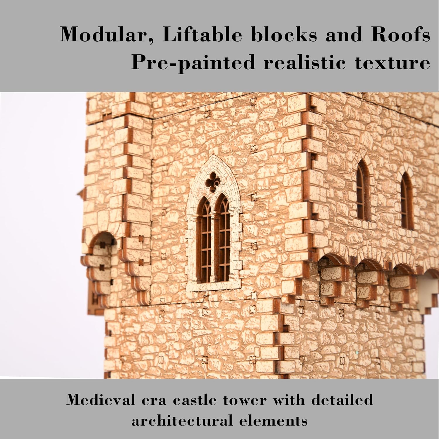 The Great Tower P- Medieval Castle - DIY Wooden Building Kit Crafts for Adults, Puzzle Wood Model Kit - Laser Cut Wooden Puzzle Architecture & Engineering Assembly Set - Hobby building kit - Realistic