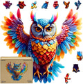 Wooden Jigsaw Puzzles for Adults and Kids, Rainbow Owl 200 Piece Unique Shaped Puzzle, Family Game and Creative Wooden Puzzle Gift, Wall Art Decor