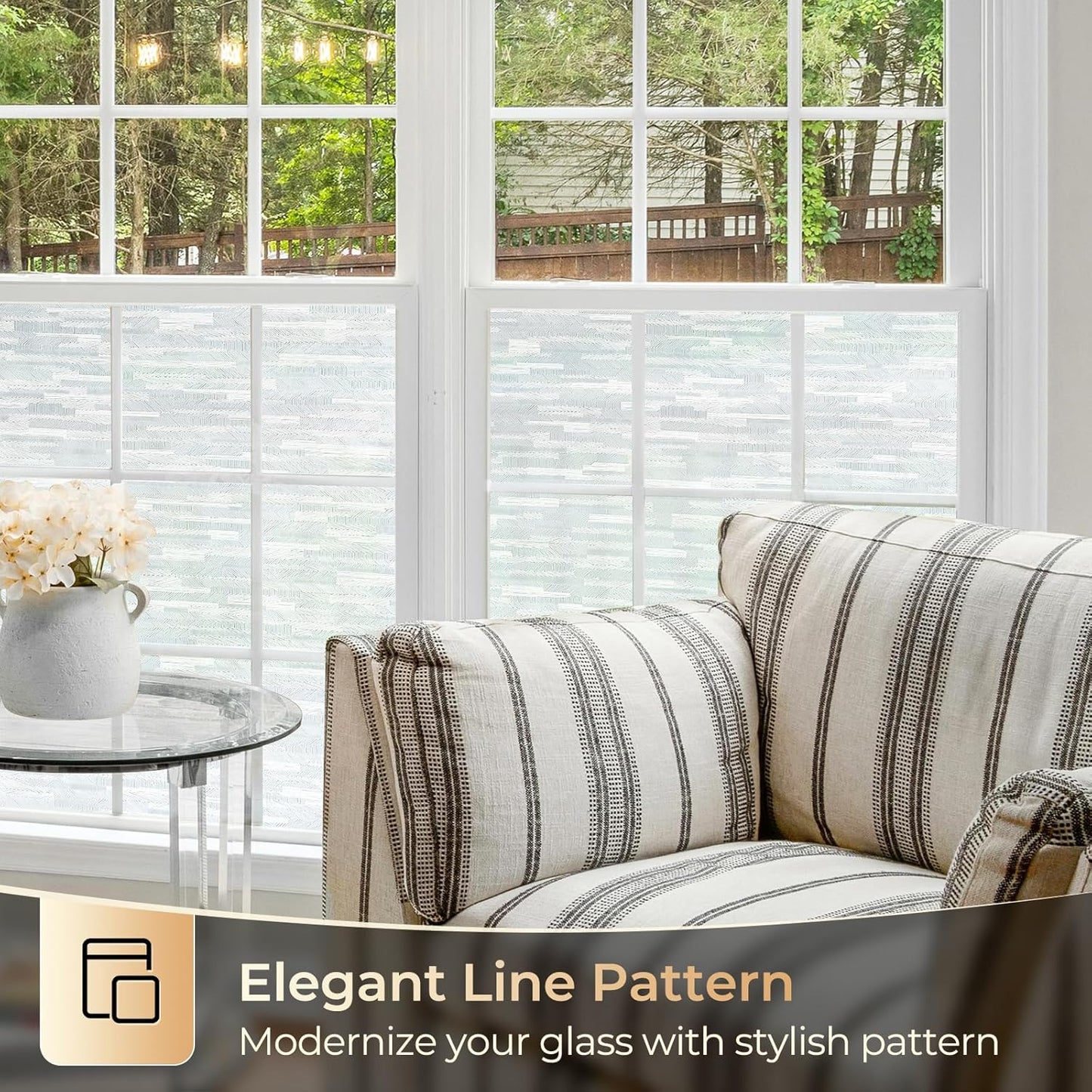 rabbitgoo Window Privacy Film, Frosted Glass Window Film Static Cling Covering, Non Adhesive Privacy Clings Vinyl, Removable Frosting Sticker for Home Decoration, White, 23.6 x 118.1 Inches