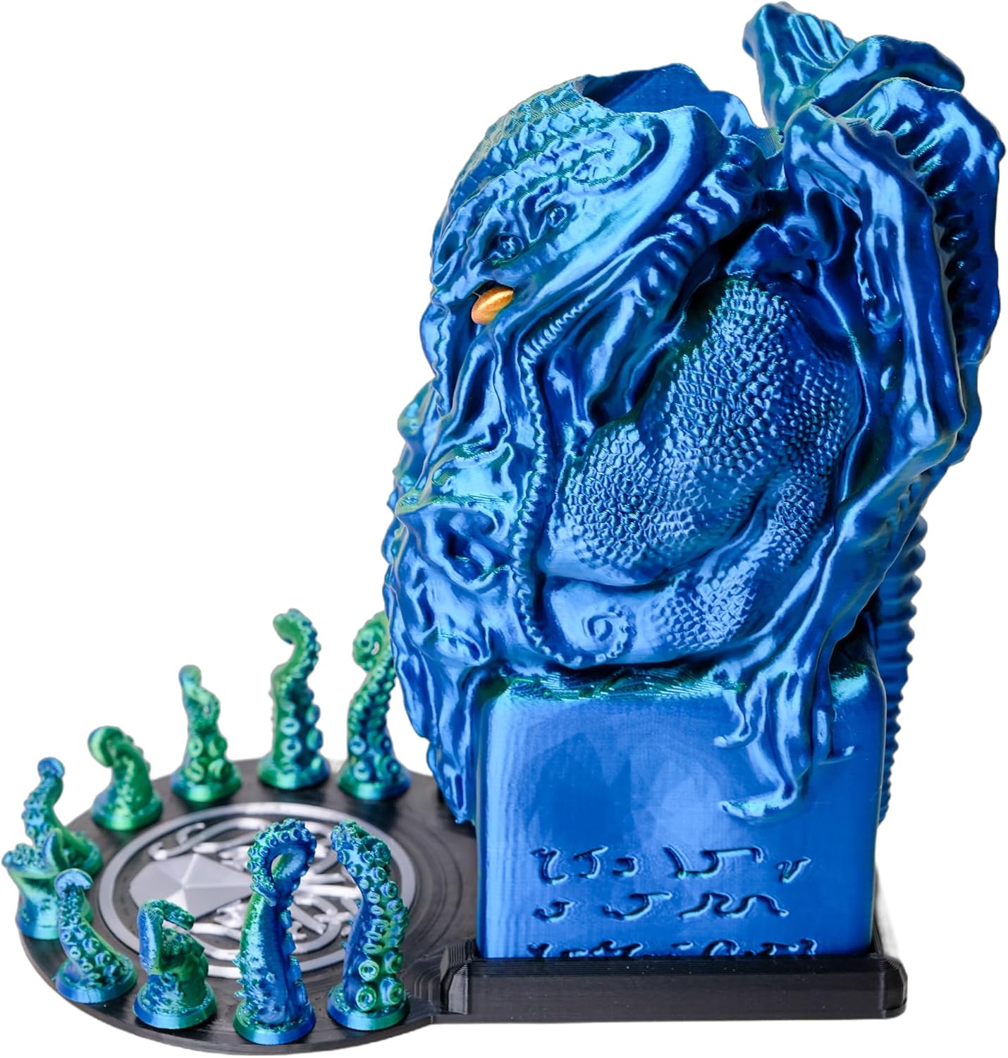 3D BEST-Q Cthulhu DND D&D Dice Tower，3D Printed Compatible with Dungeons and Dragons, 28mm Miniature Wargaming, Tabletop RPGs, Wargame Scenery, Endless Deep Sea Series (Blue&Green)