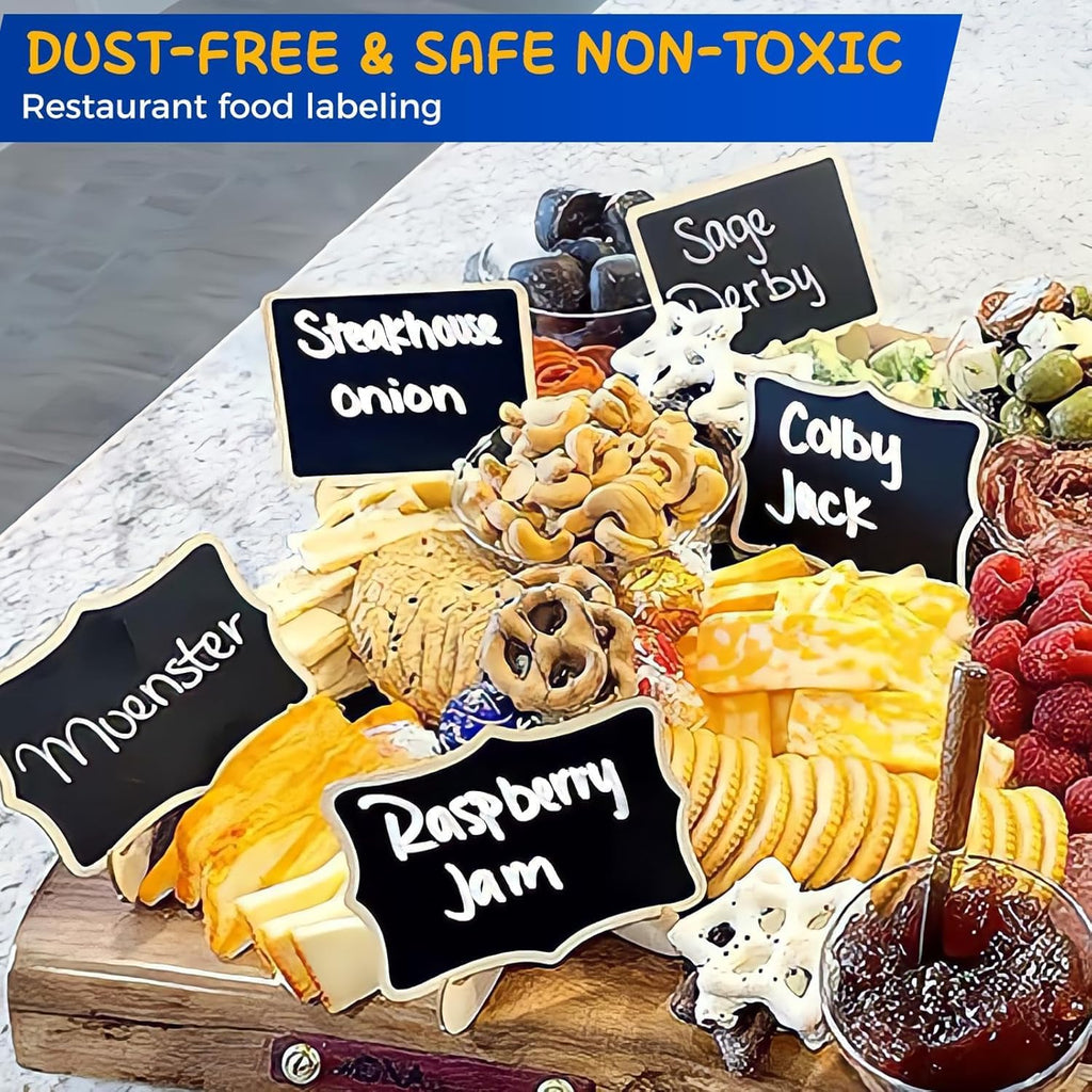 SFAIH Chalk Markers for Blackboard - White 6 Pack 0.7mm Fine Tip, Wet Erase Liquid Chalk Marker for Blackboard, Menu, Bistro, Signs, Windows, Glass, Food Labels, Dust-Free, Non Toxic