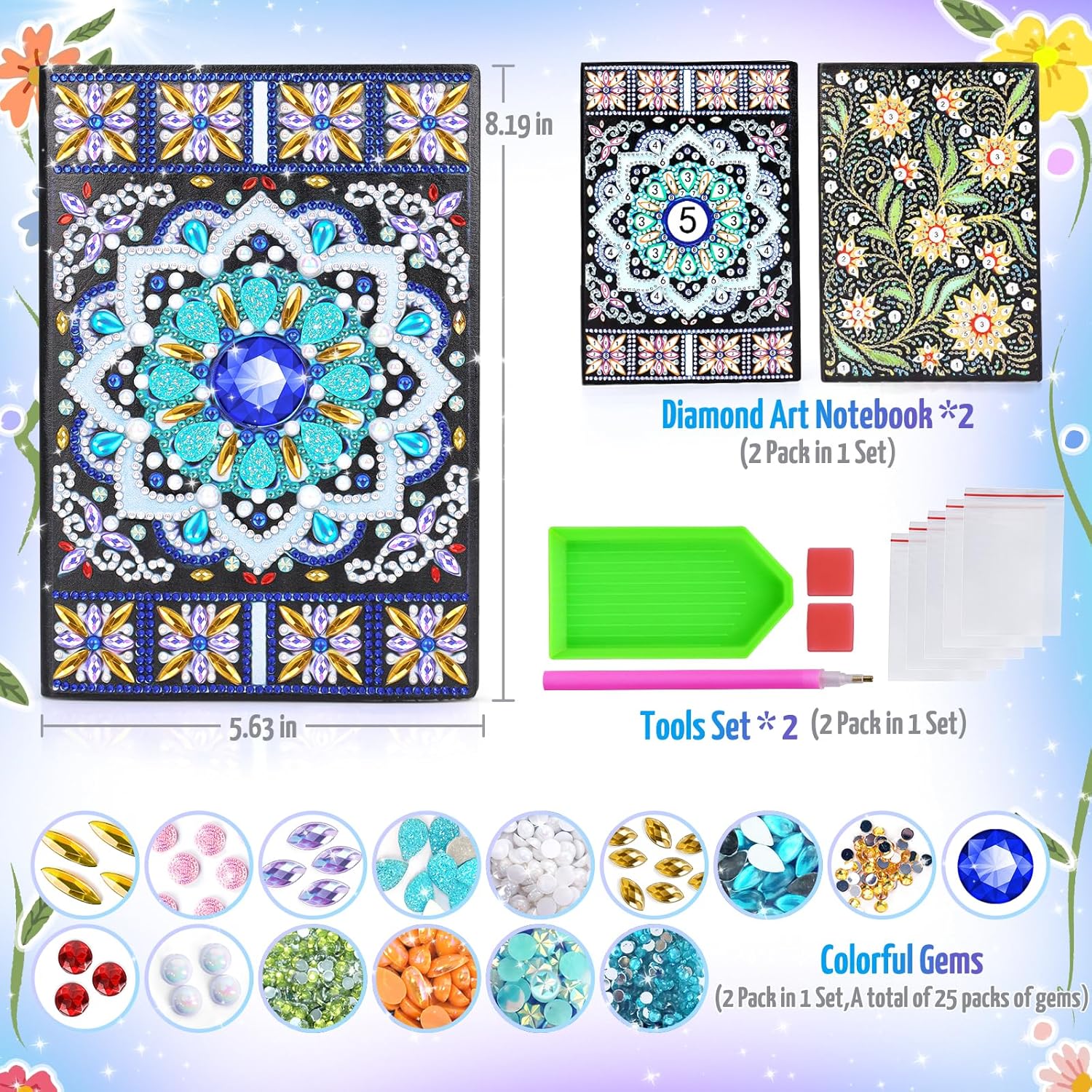 Girls Gifts 5-7-9-10 Year Old, Craft Kits for Kids Age 6 8 11 12 Diamond Art Kits Cute Stationary Girl Birthday Presents for 5 6 7 9 Year Old Girls Notebook Arts and Crafts for Kids Toys Diary