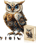 Jigfoxy Wooden Puzzles for Adults, Mechanical Owl Wood Puzzles Adult, Unique Animal Shape Wooden Jigsaw Puzzles for Adults, Birthday Gifts for Puzzle Lovers, Family(L-13.4 * 9.1in-200pcs)