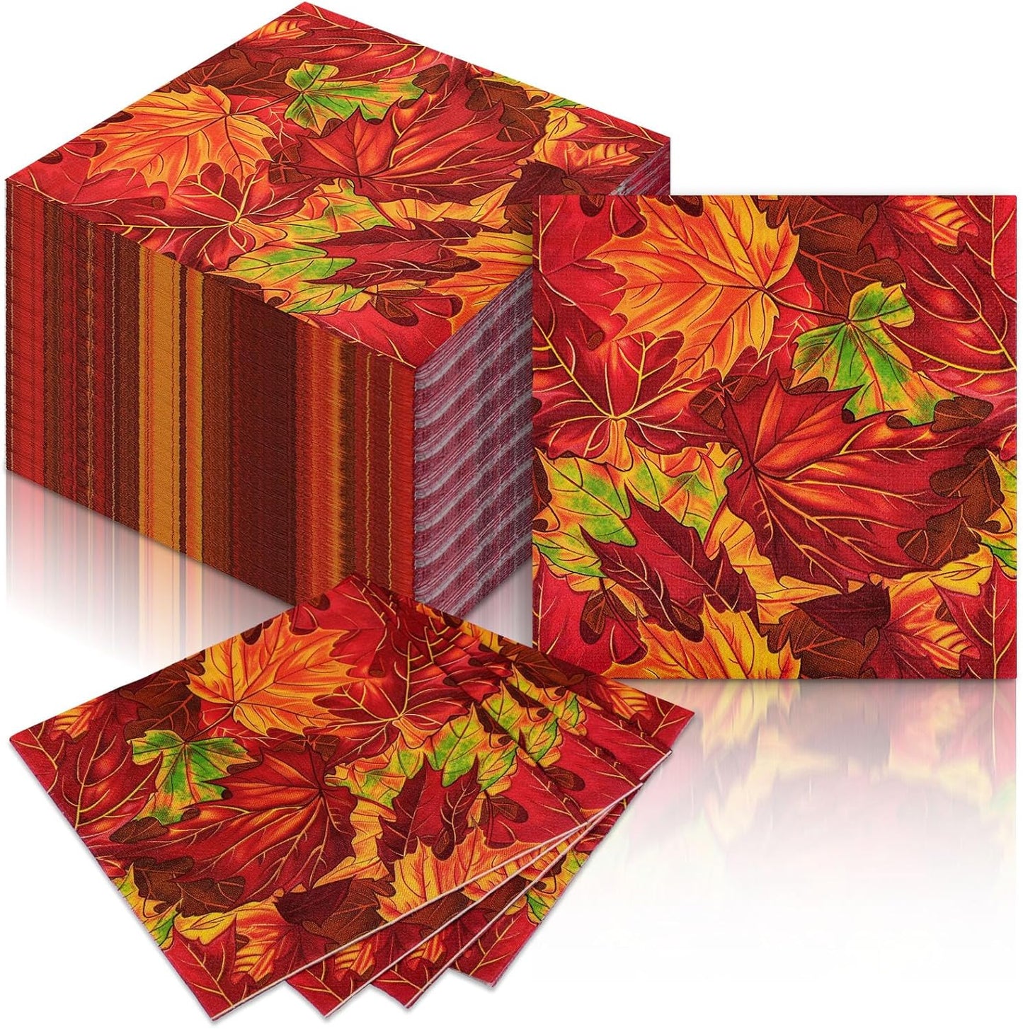 60 Pcs Maple Leaf Cocktail Paper Napkins 6.5 x 6.5 Inches Disposable Paper Napkins Dessert Beverage Napkin for Decoupage Luncheon Napkin for Party Wedding Birthday Party