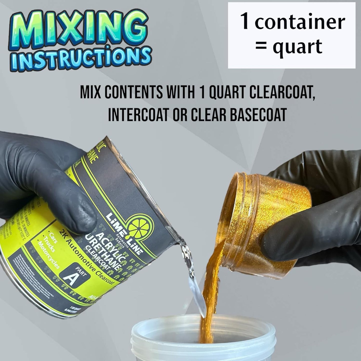 LiME LiNE Sprayable Metal Flake Paint Additive: Solvent Resistant Glitter for Automotive Custom Painting (Gold)