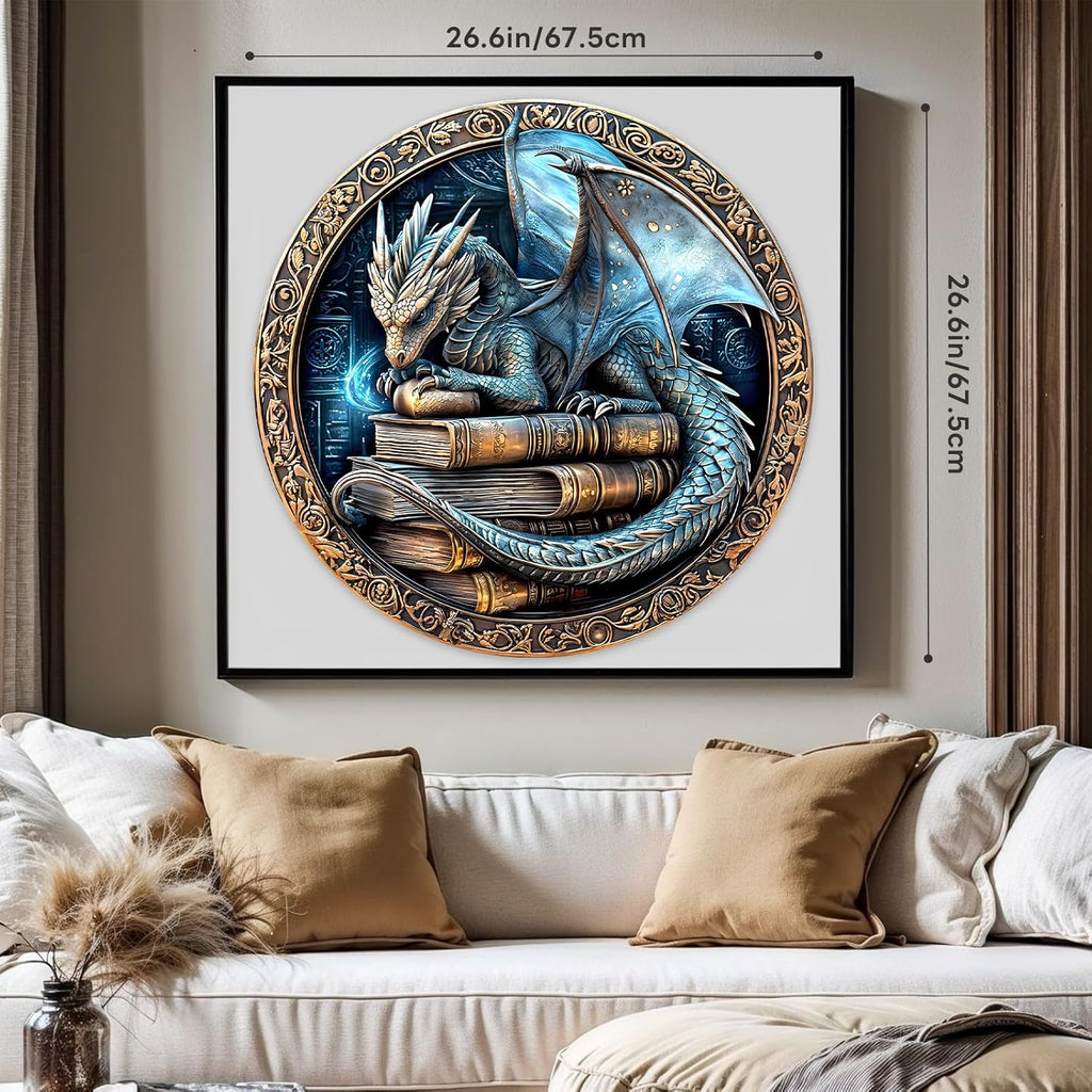 Round Puzzles for Adults 1000 Pieces, Hard Difficult Challenging Puzzles for Adults, Ancient Dragon Jigsaw Puzzles 1000 Pieces for Seniors, 3D Visual Flat Puzzle (26.6 x 26.6in)