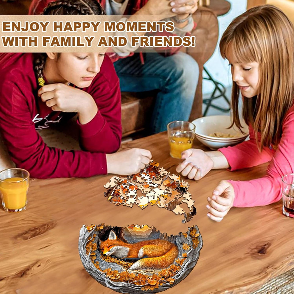 WOODBESTS Wooden Puzzles for Adults, 3D Fox Wood Puzzles Adult(270 Pieces, L, 13.4 * 13.2in), Unique Shape Wooden Animal Jigsaw Puzzles, Birthday Gifts for Adults Family Game