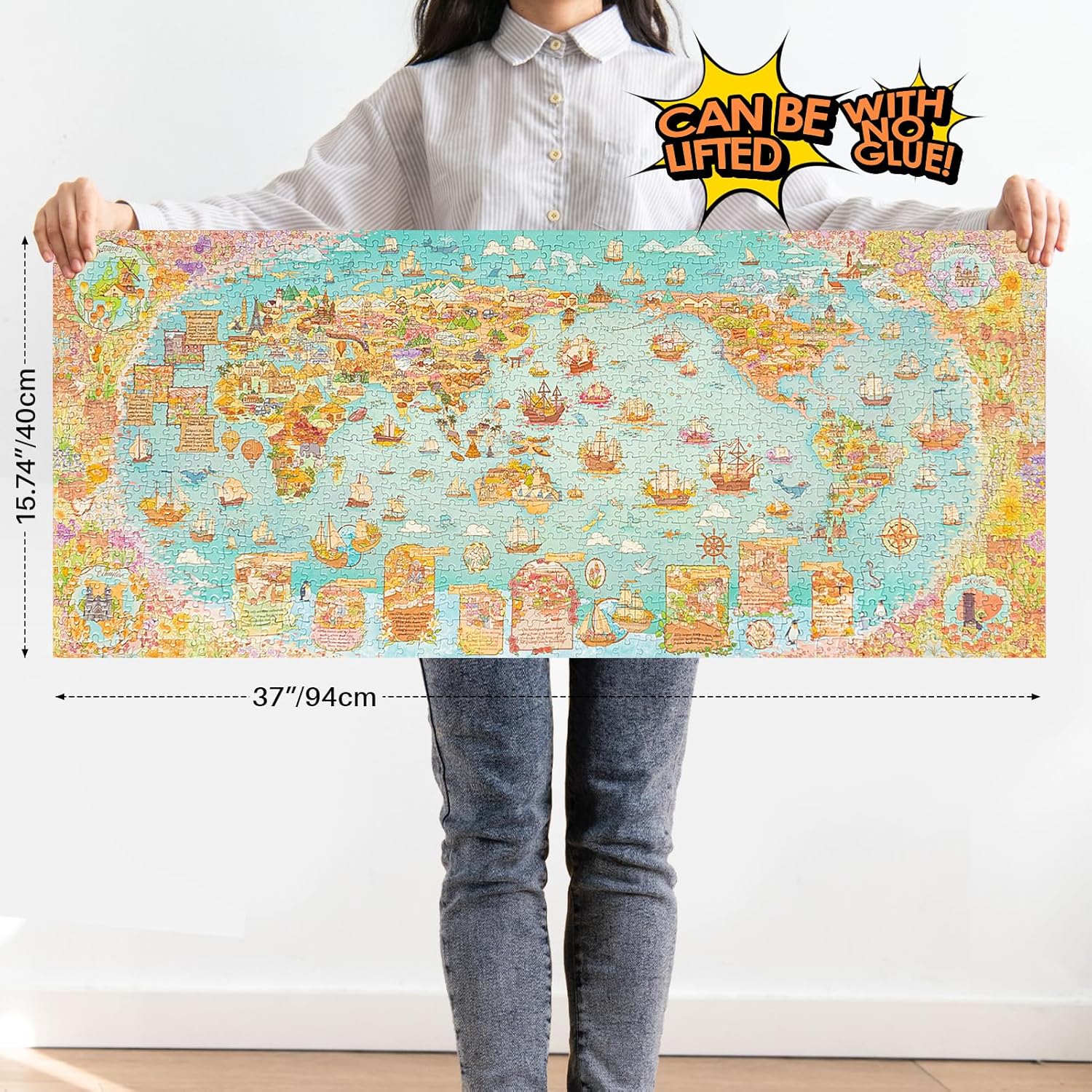 MOMIBOOK Puzzles for Adults 1300 Pieces Jigsaw Puzzles of Flower Great Universal Guide, Painting Image World Map Challenging Hard Impossible Puzzle Unique Funny Party Christmas Birthday Gifts