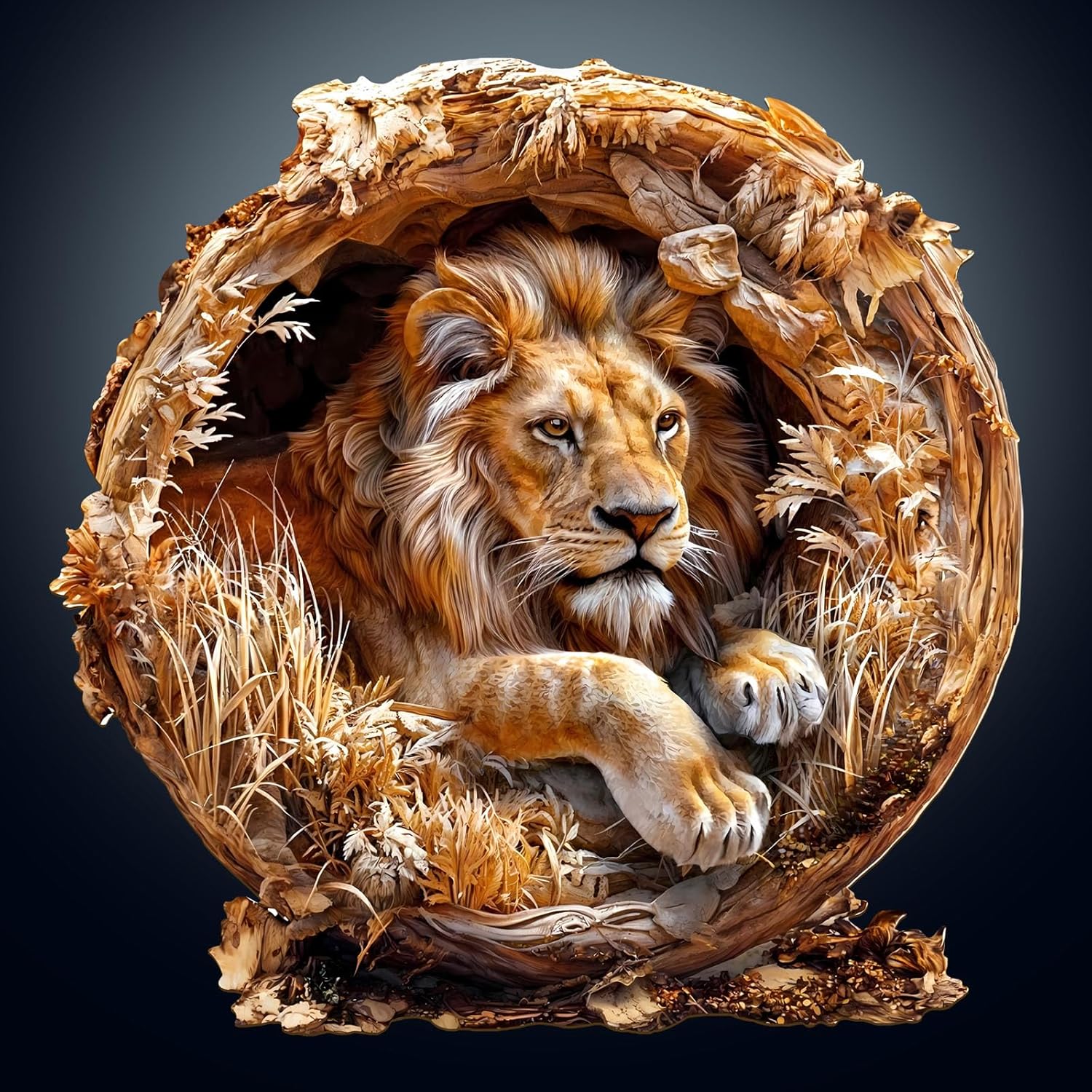 Wooden Puzzles for Adults, 3D Vision Effect Lion King Wooden Jigsaw Puzzles, 575 PCS Unique Shape Advanced Wood Puzzle Adult, 3D Effect Flat Puzzle Birthday Gifts Family Game (XL-17.3 * 17.3in)