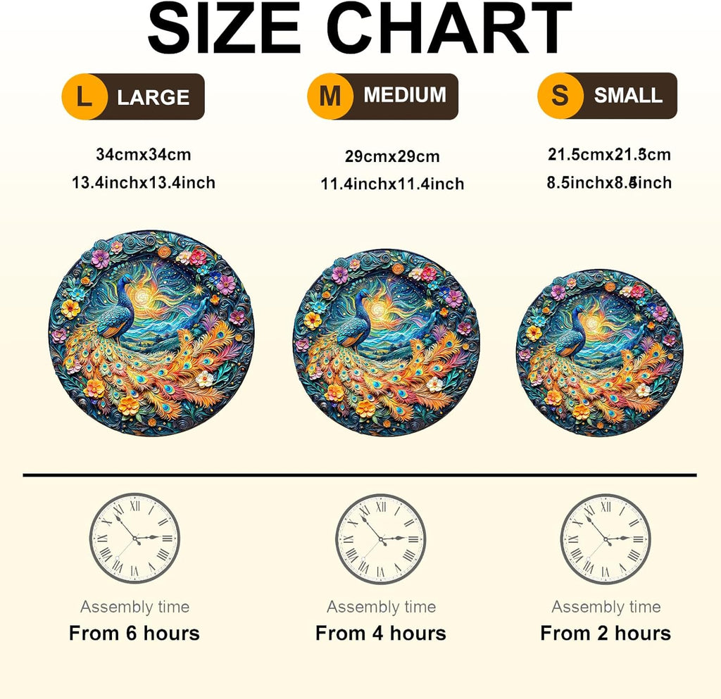 Wooden Puzzles for Adults,Peacock Puzzle, Unique Shaped Wooden Jigsaw Puzzles for Adults, Family Puzzle(13.4 * 13.4 in 300pcs)