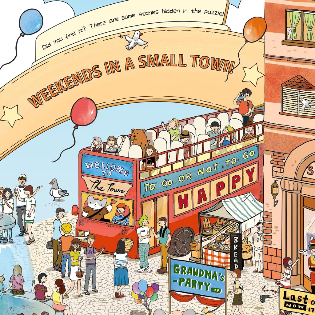 MOMIBOOK Puzzles for Adults 1000 Pieces Jigsaw Puzzles of Weekends in a Small Town, Painting Image Difficult Challenging Hard Impossible Puzzle Unique Funny Party Christmas Birthday Gifts