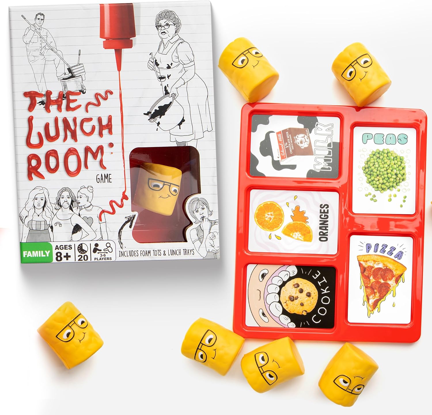 The Lunch Room – Ultimate Family Board & Card Game Hilarious Food Fight with Tater Tots Squishy Toys for Kids & Adults 8+ | Easy-to-Learn Party Game for 3-6 Players