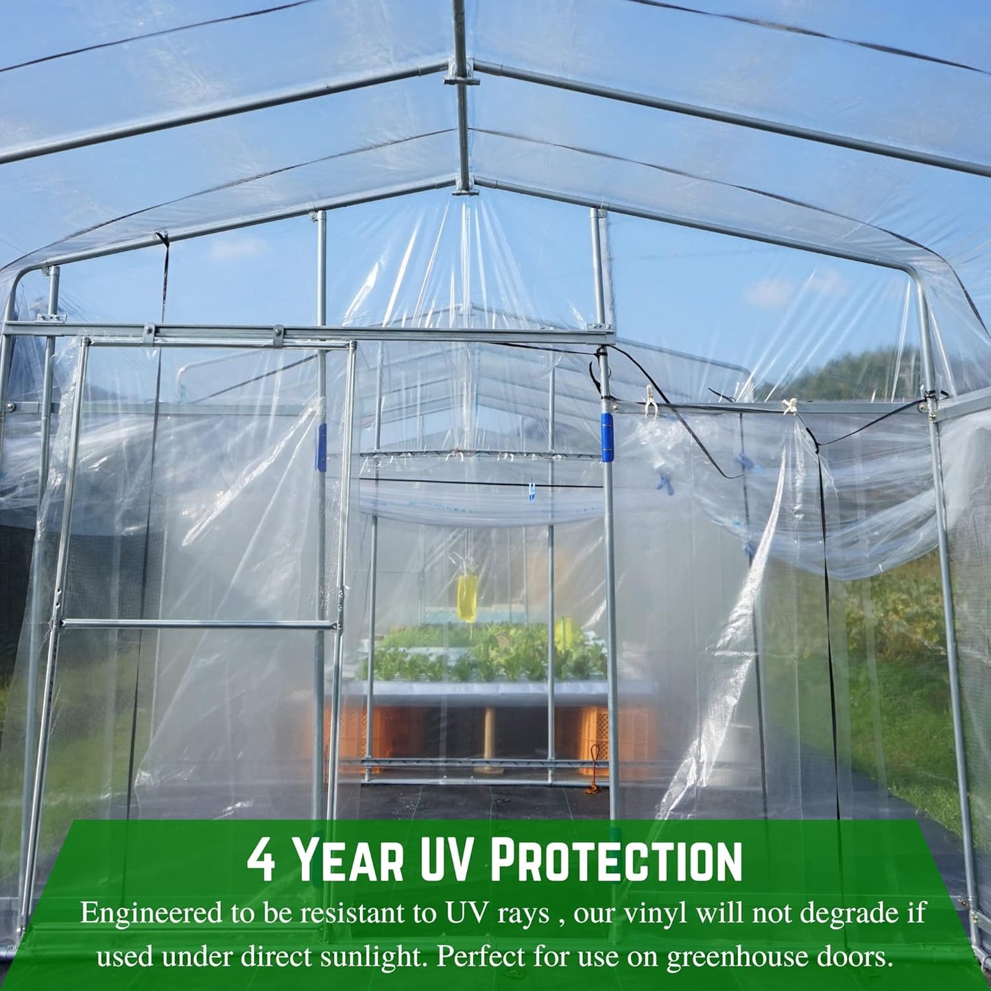 Farm Plastic Supply - Clear Vinyl Sheeting - 15Mil - (4' 6" x 5') - Vinyl Plastic Sheeting, Clear Vinyl Sheet for Storm Windows, Covering, Protection, Tablecloth Protector