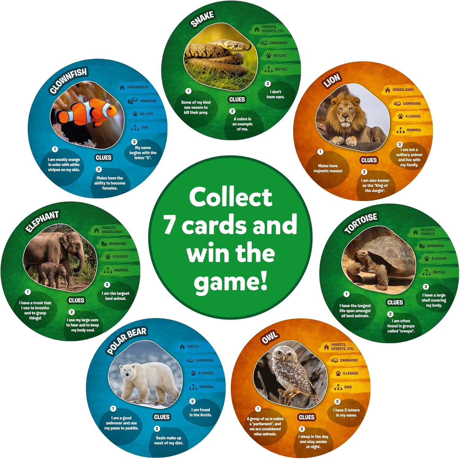 Skillmatics Guess in 10 Animal Picture Clues, Perfect for Boys, Girls, Kids, and Families Who Love, Card Games, Educational Games, Board Games, Gifts for Ages 6, 7, 8, 9 and Up