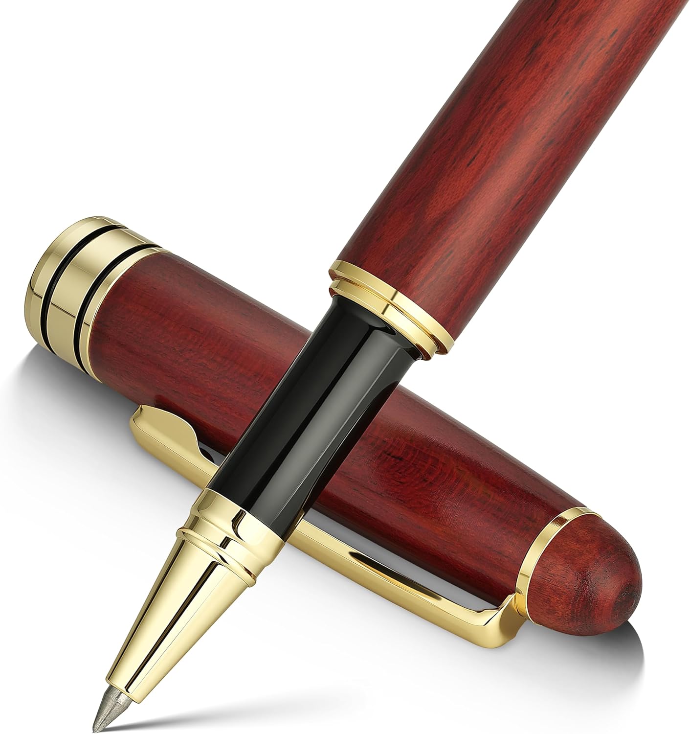 BEILUNER Luxury Wood Ballpoint Pen Writing Set,Rosewood-Elegant Fancy Nice Gift Pen Set for Signature Executive Business Office Fancy Nice Supplies - Christmas Gift Boxed with Extra Refills (Black)