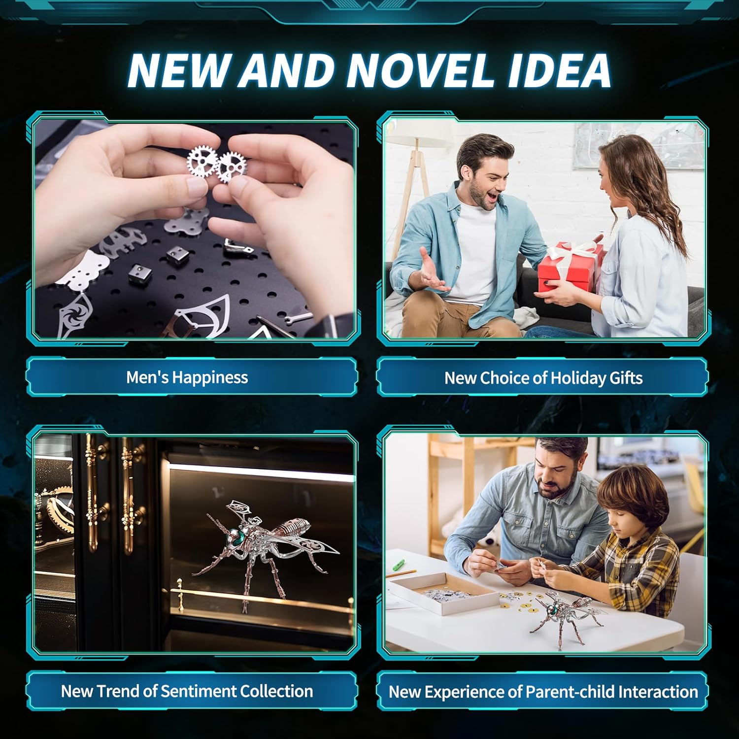 3D Puzzles for Adults, Metal Model Kit Wasp Mechanical Puzzle for Adults/Teens, DIY Creative Craft Gifts Kits Difficult Assembled 3D Puzzle for Family Time, Home Decor (Rosegold)