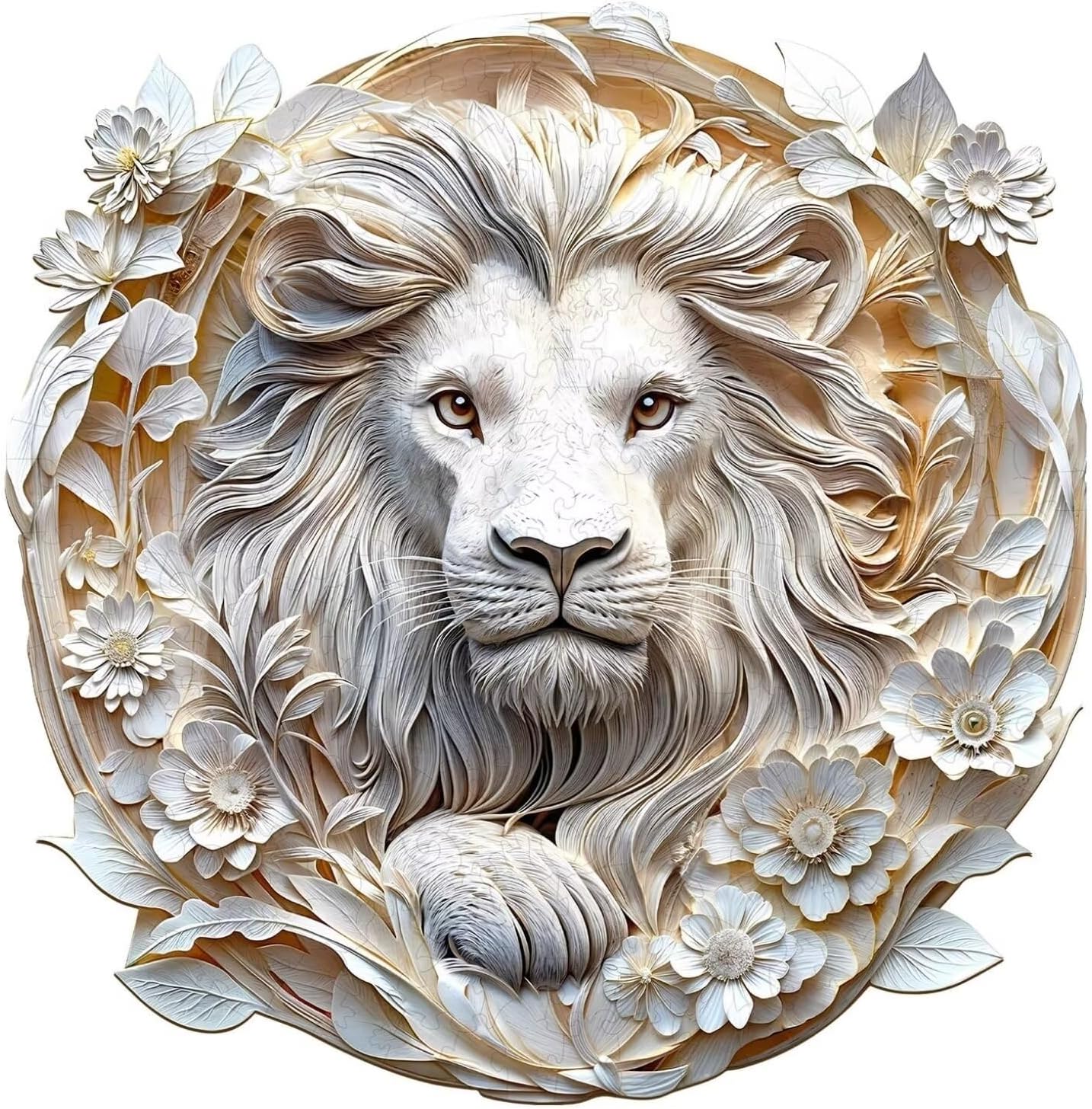 Wooden Puzzles Adults, 3D Paper Lion Wooden Puzzles 295 Pieces, Unique Animal Shaped Wood Challenging Jigsaw Puzzles Gifts for Adults, 13.4x13.2in