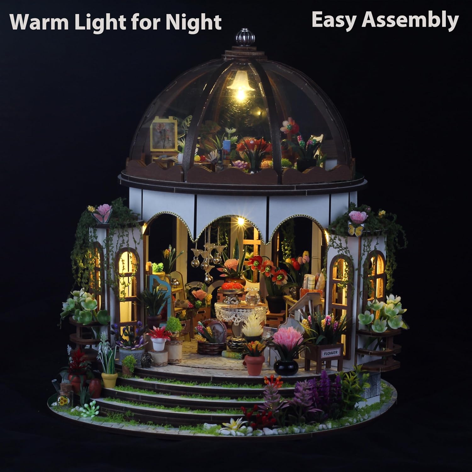 ISSEVE Book Nook Kit, Miniature House Kit with LED Light, Wood Garden DIY Mini House Building Kit, Tiny Dollhouse Home Decor, Halloween Christmas Birthday Crafts Gifts for Adults (Hanging Garden)