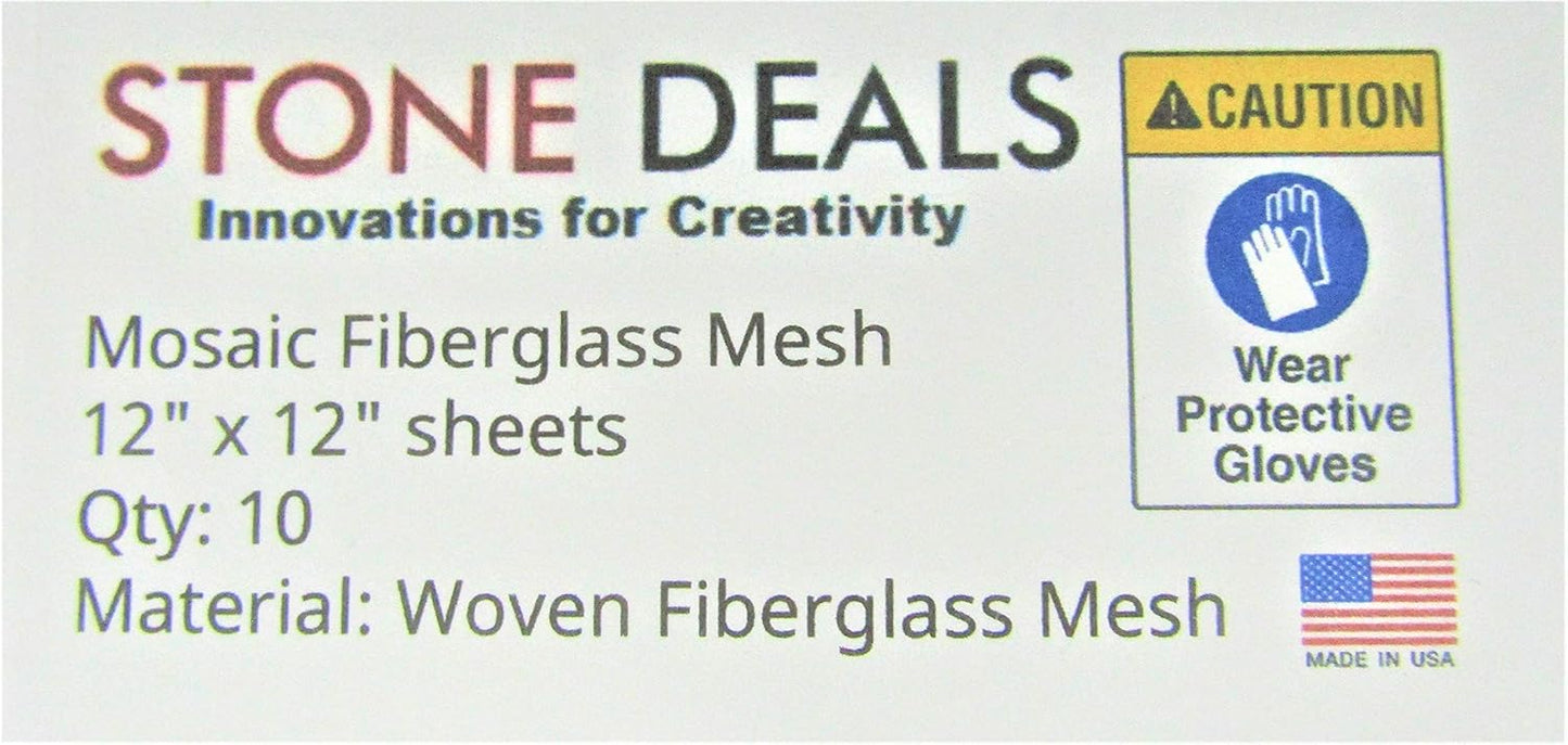 Mosaic Mesh for Back Mounted Tile 12" x 12" (Ten Sheets), Non Sticky