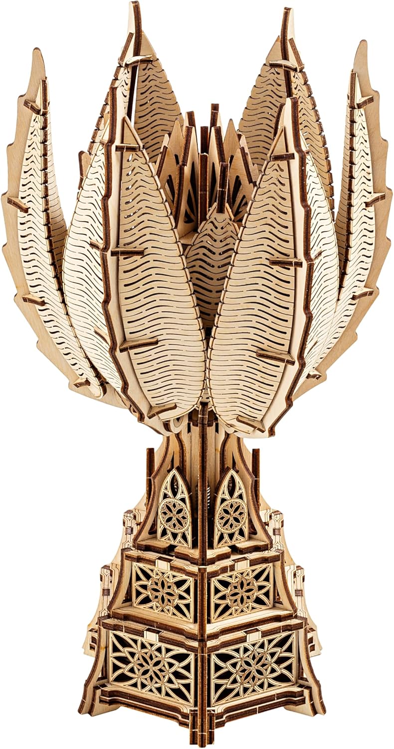 Wood Trick Fiery Bloom Luminous LED 3D Wooden Puzzles for Adults to Build - Interactive Mechanical Movement - Engineering DIY Project Mechanical 3D Puzzle Model Kits for Adults