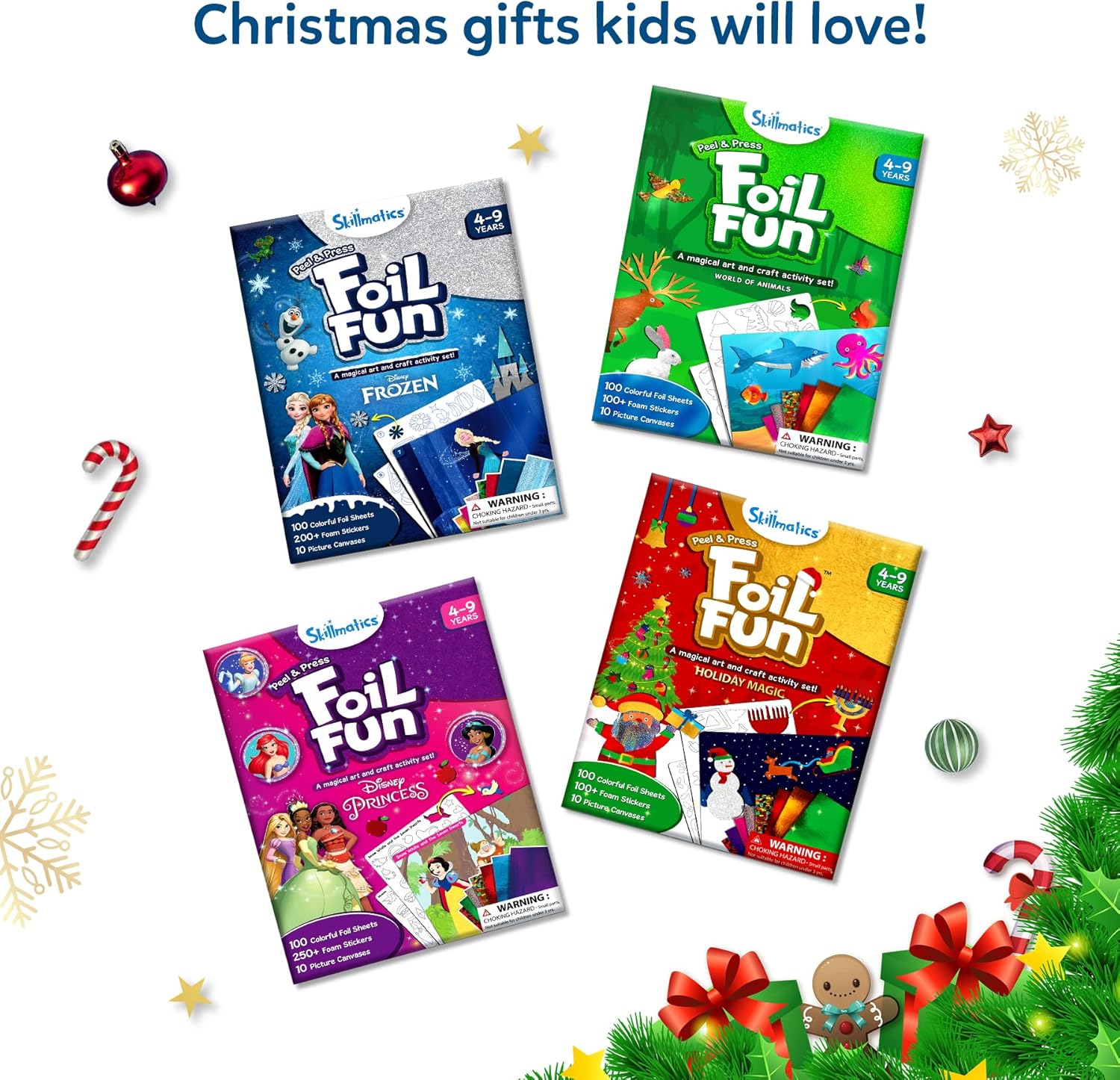 Skillmatics Foil Fun - Animals Mega Pack, No Mess Art for Kids, Craft Kits & Supplies, DIY Creative Activity, Travel Toys, Gifts for Boys & Girls Ages 4, 5, 6, 7, 8, 9, Travel Toys