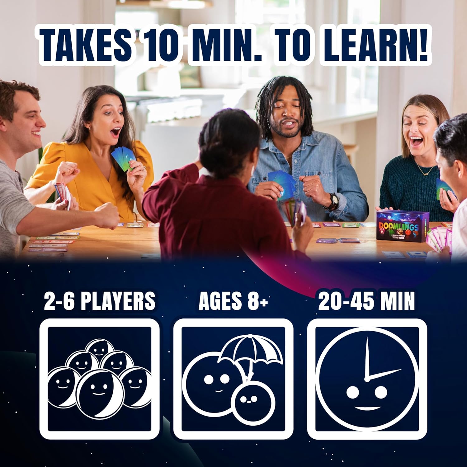 Doomlings - A Delightful Card Game for The End of The World - Best New Strategy Card Game for Adults, Kids, & Teens | 2-6 Players | Perfect for Families and Travel | Easy to Learn (Base Edition)